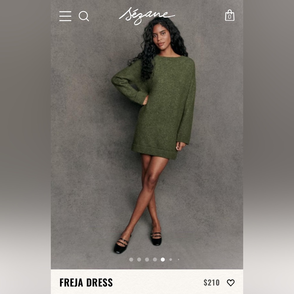 Sezane Freja Sweater Dress Moss Green M